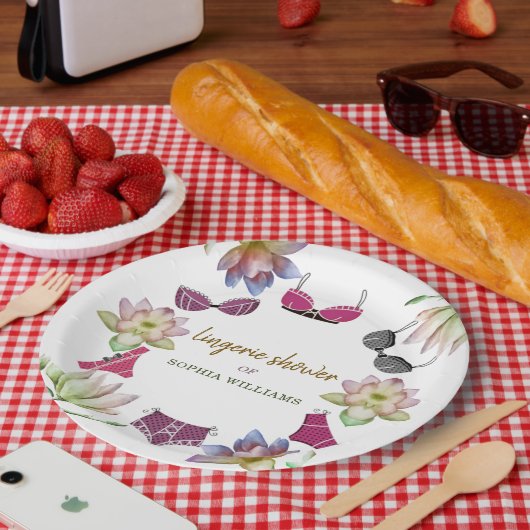 Ondergoed Bruidsfeest Bloem Thema Papieren Bordje (Picknick)