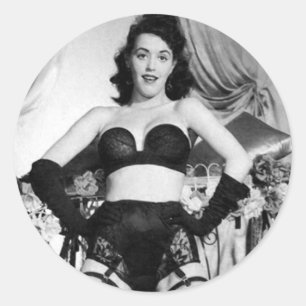 Ondergoedmodel vintage foto ronde sticker