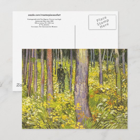 Ondergroei met twee figuren Van Gogh Fine Art Briefkaart (Voorkant / Achterkant)