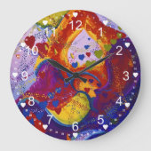 Ondergrond - Crimson & Iris Hearts Abstract Grote Klok (Voorkant)