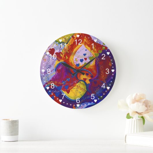 Ondergrond - Crimson & Iris Hearts Abstract Grote Klok (Huis)