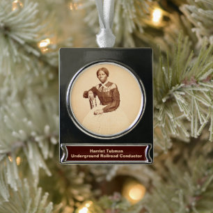 Ondergrondse spoorweg abolitionist Harriet Tubman Verzilverd Banner Ornament