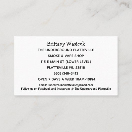 Ondergrondse Visitekaartjes baksteen (Achterkant)