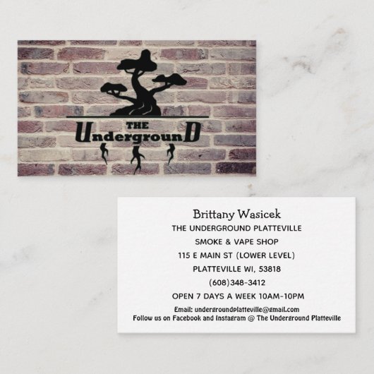 Ondergrondse Visitekaartjes baksteen (Voorkant / Achterkant)