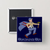 Onderhoud Man Vierkante Button 5,1 Cm (Voorkant /achterkant)