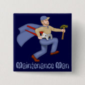 Onderhoud Man Vierkante Button 5,1 Cm (Voorkant)