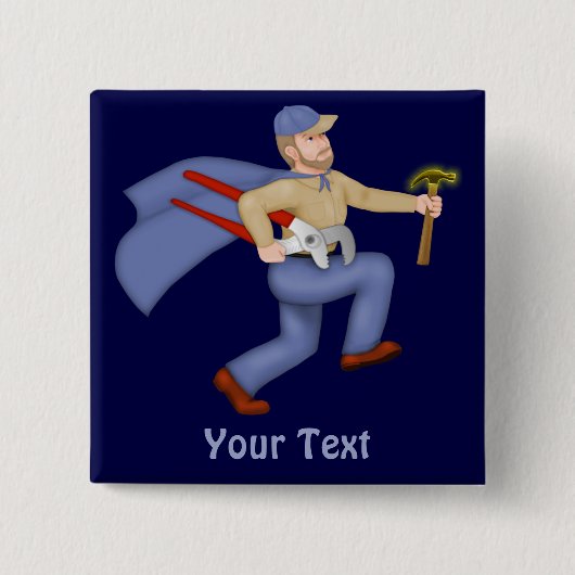 Onderhoud Man Vierkante Button 5,1 Cm (Voorkant)