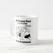 Onderhoud van het voertuig. Funny Garage Mechanic Koffiemok (Voorkant links)