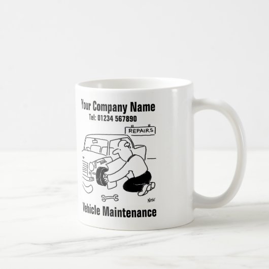 Onderhoud van het voertuig. Funny Garage Mechanic Koffiemok (Rechts)