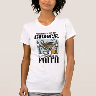 Onderhouden door Genade, Gedragen door Geloof Ontw T-shirt
