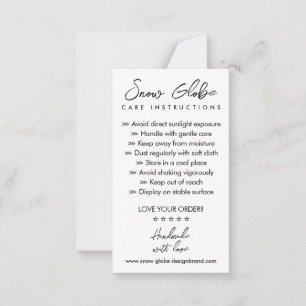 Onderhoudsinstructies voor Snow Wereldbol Notitiekaartje