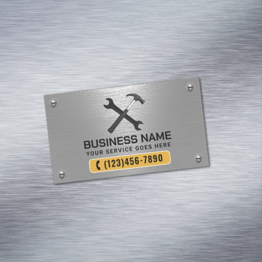 Onderhoudsservice voor reparatie van handyman Faux Magnetisch Visitekaartje (Voorbeeld)