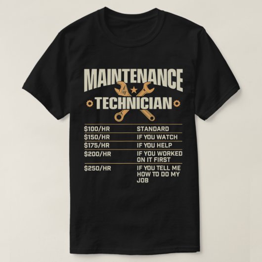 Onderhoudstechnicus Uurly Rate — Handyman Repa T-shirt (Design voorkant)