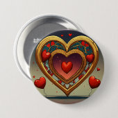 Onderkant met bedrukt gouden hart afbeelding ontwe ronde button 7,6 cm (Voorkant /achterkant)