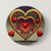 Onderkant met bedrukt gouden hart afbeelding ontwe ronde button 7,6 cm (Voorkant)