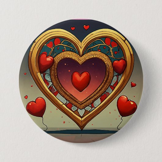 Onderkant met bedrukt gouden hart afbeelding ontwe ronde button 7,6 cm (Voorkant)