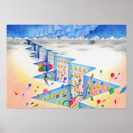 Onderkant van het ijs. Stad van gletscherspleten. Poster (Voorkant)
