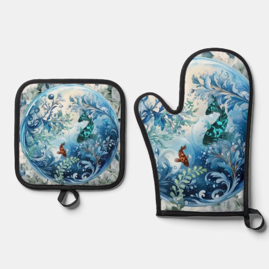 Onderkant van het Zee Ovenwant & Pannenlap Set (Voorkant)