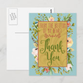 Onderkant van mijn hart Bloemen Dank u Briefkaart (Voorkant / Achterkant)