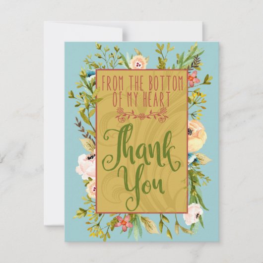 Onderkant van mijn hart Bloemen Dank u kaart (Voorkant)