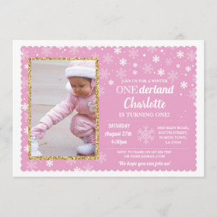 Onderland Winter Pink Snowflakes Foto Wonderland Kaart