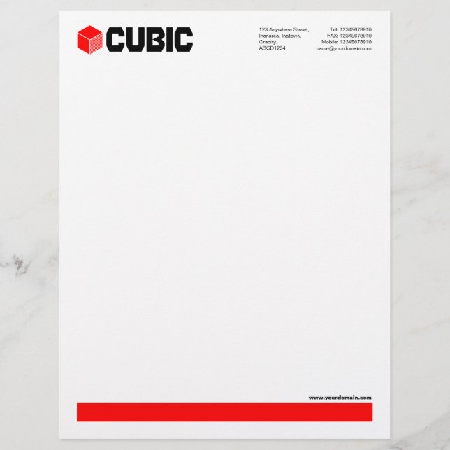 Onderlijnd (Cube Logo) - Rood Briefhoofd (Voorkant)