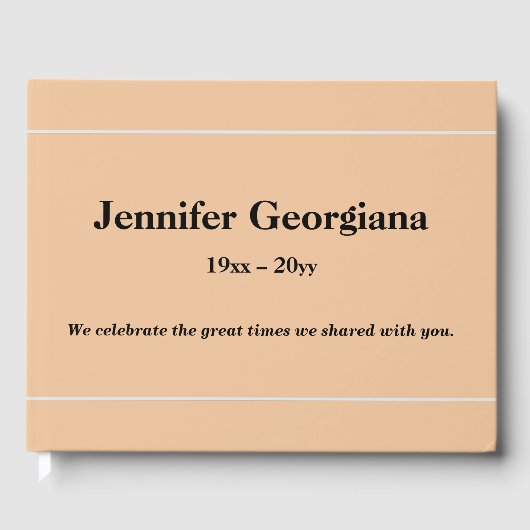 Ondermaats en conservatief begrafenisboek gastenboek (Voorkant)