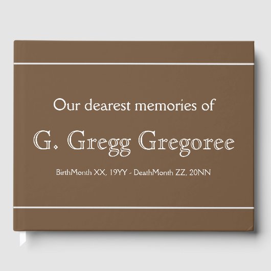 Ondermaats en elegant Funeral Guest Book Gastenboek (Voorkant)