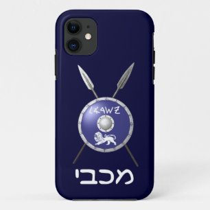 Ondermaats Maccabee-schild en luidsprekers Case-Mate iPhone Case