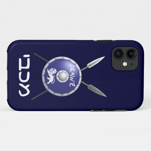 Ondermaats Maccabee-schild en luidsprekers Case-Mate iPhone Case (Achterkant (horizontaal))