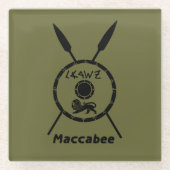 Ondermaats Maccabee-schild en luidsprekers Glazen Onderzetter (Voorkant)