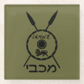 Ondermaats Maccabee-schild en luidsprekers Glazen Onderzetter (Voorkant)