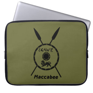 Ondermaats Maccabee-schild en luidsprekers Laptop Sleeve