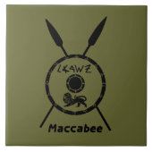 Ondermaats Maccabee-schild en luidsprekers Tegeltje (Voorkant)