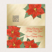 Ondernemend | Klant Red Poinsettia Gold Christmas Kaart (Buitenkant ongevouwen)