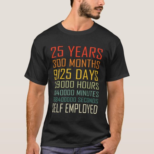 Ondernemer 25 jaar Jubileum Zelf Werkzaam T-shirt (Voorkant)