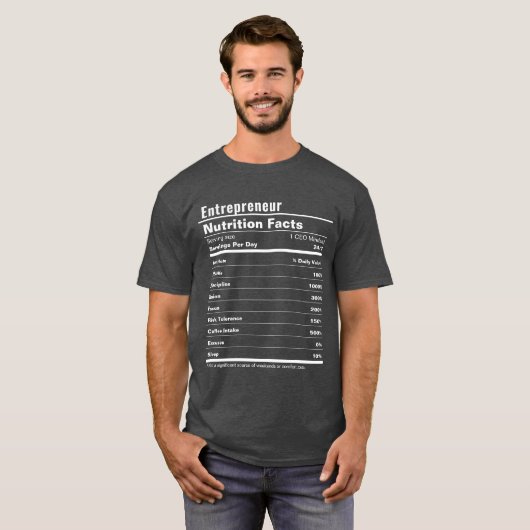 Ondernemer Funny Hustle Voedingsfeiten T-shirt (Voorkant volledig)