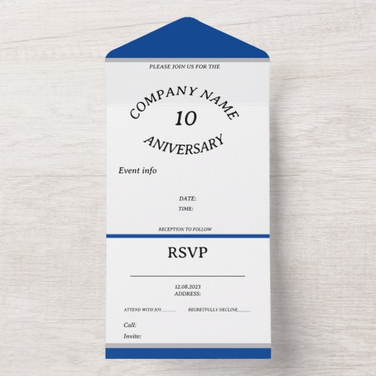 ONDERNEMING ANIVERSARY EVENT INVITATION Customable All In One Uitnodiging (Binnen)