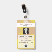 Onderneming ID Werknemer foto logo gele golfnaam Badge (Voorzijde met clip)