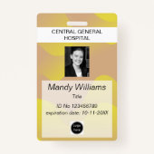 Onderneming ID Werknemer foto logo gele golfnaam Badge (Voorkant)