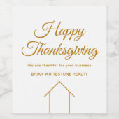 Onderneming in onroerend goed Happy Thanksgiving G Wijn Etiket (Enkel label)