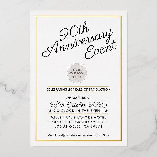 ONDERNEMING JUBILEUM PARTIJ modern zakelijk goud Folie Uitnodiging (Voorkant)