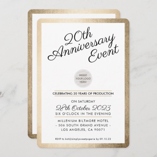 ONDERNEMING JUBILEUM PARTIJ modern zakelijk goud Kaart (Voorkant / Achterkant)