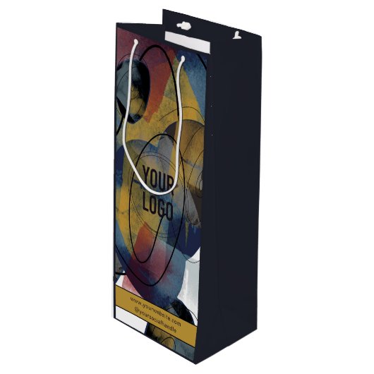 Onderneming Logo Business Branded Abstract Wijn Cadeautas (Voorkant Gekanteld)