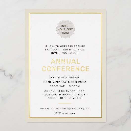 ONDERNEMING moderne gebeurtenis eenvoudig ivoorgou Folie Uitnodiging (Voorkant)