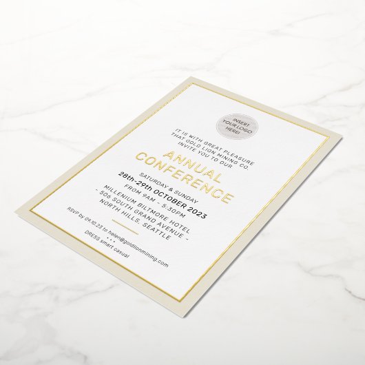 ONDERNEMING moderne gebeurtenis eenvoudig ivoorgou Folie Uitnodiging (Gedraaid)