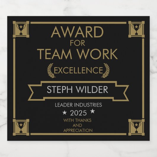 Ondernemingspersoneel Award Sparkling Wijnetiket (Enkel label)