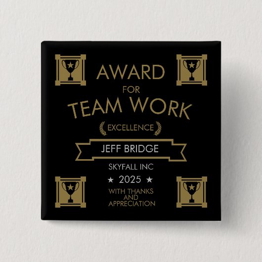 Ondernemingspersoneel Award Vierkante Button 5,1 Cm (Voorkant)