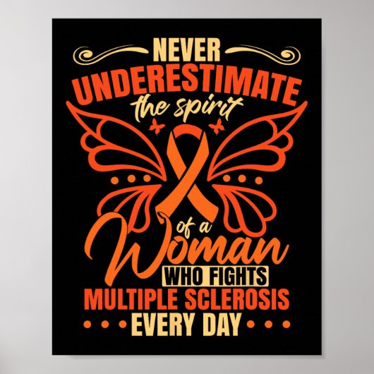 Onderschat een vrouw die tegen multiple sclerose v poster (Voorkant)