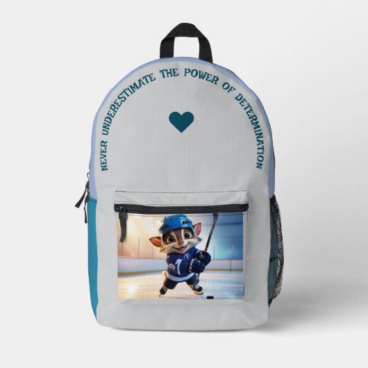 Onderschat nooit.. bedrukte rugzak (Voorkant)